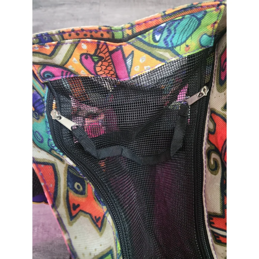 Laurel Burch Cat & Dog Carrier Art Tote Canvas Mesh Canvas Soft New with Tags